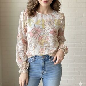 Flying Tomato Pastel Floral Print Blouse- Large
